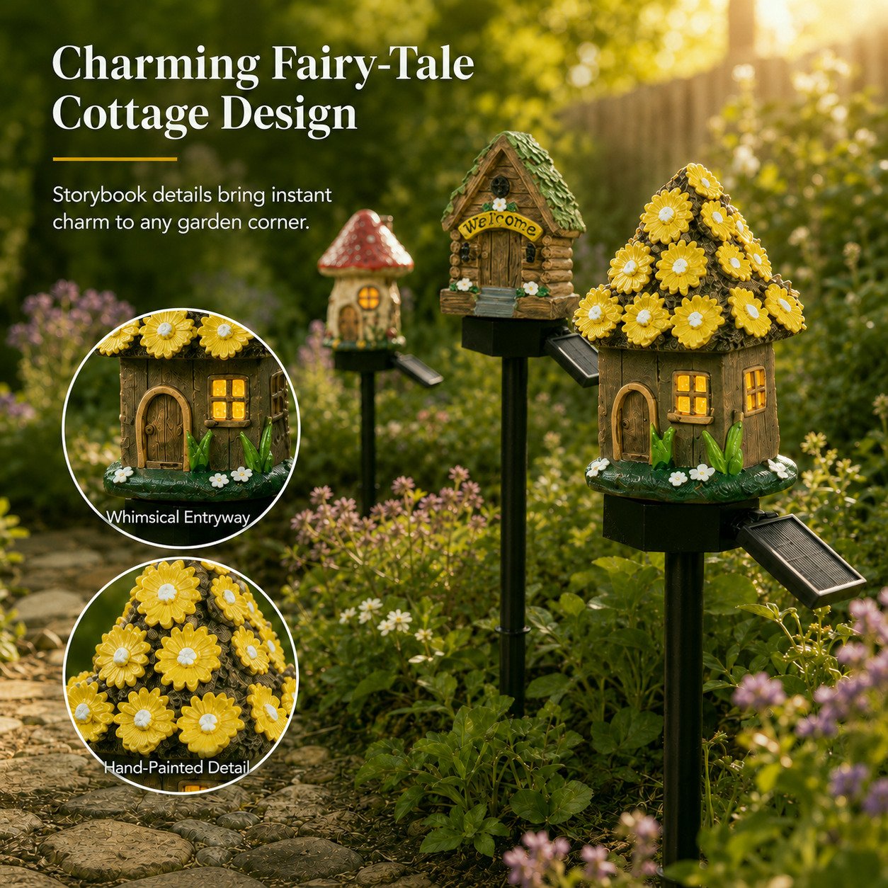 MushLumi – Solar Fairy-Tale Mushroom Cottage Light