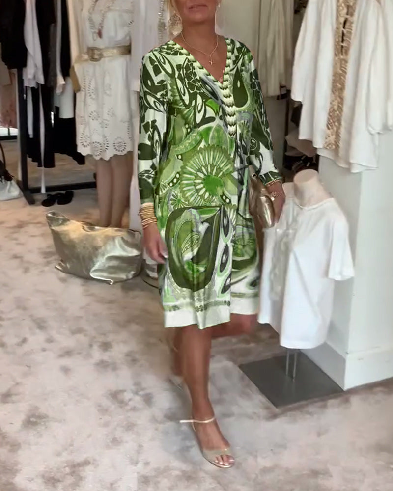 AureliaVee – Retro Print Casual Dress
