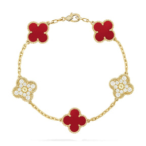 AuraLeaf – Lucky Carnelian Clover Bracelet