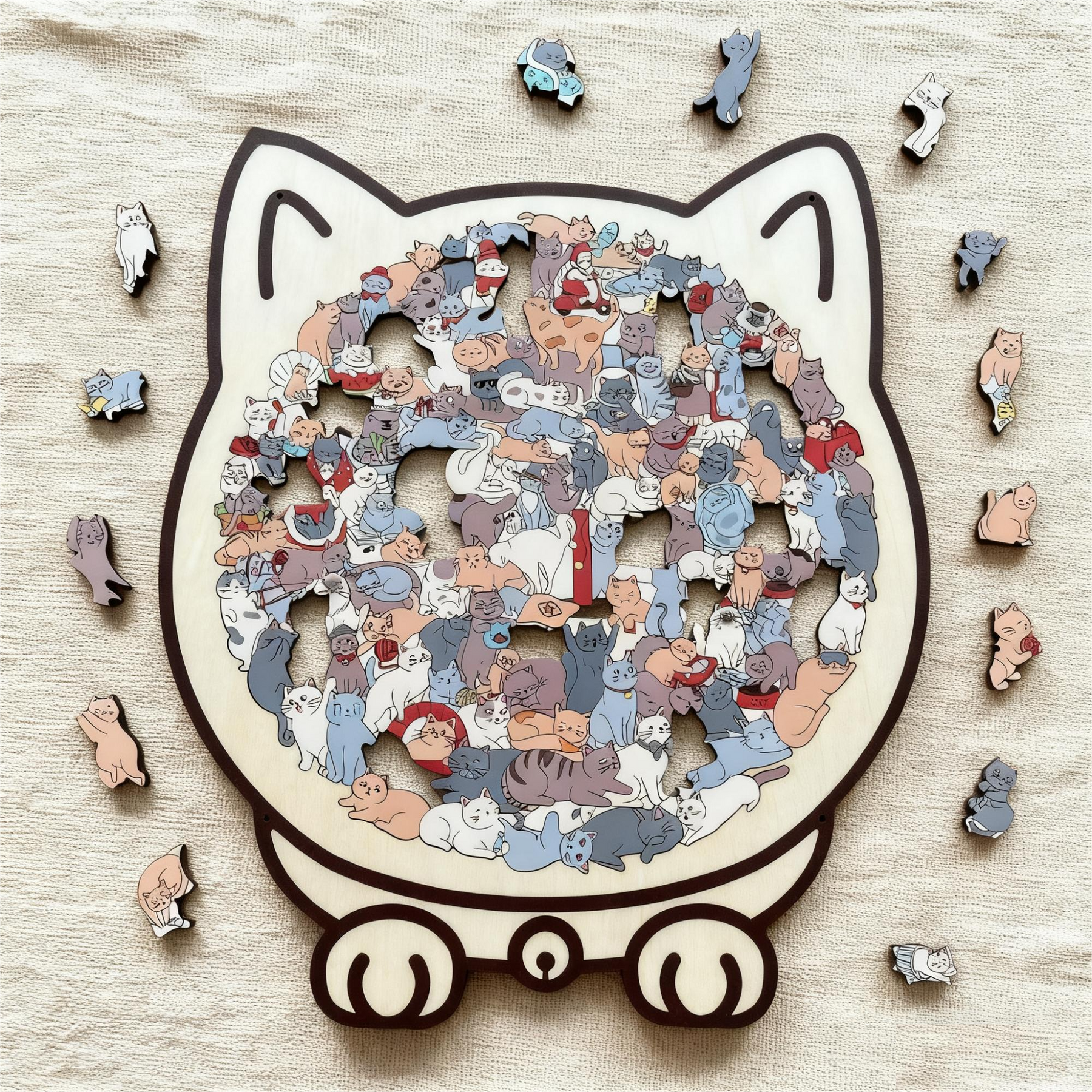 WhiskerCraft –  135 Pcs Cat Shaped Wooden Puzzle