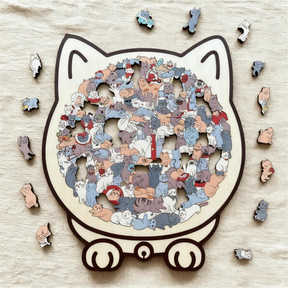 WhiskerCraft –  135 Pcs Cat Shaped Wooden Puzzle