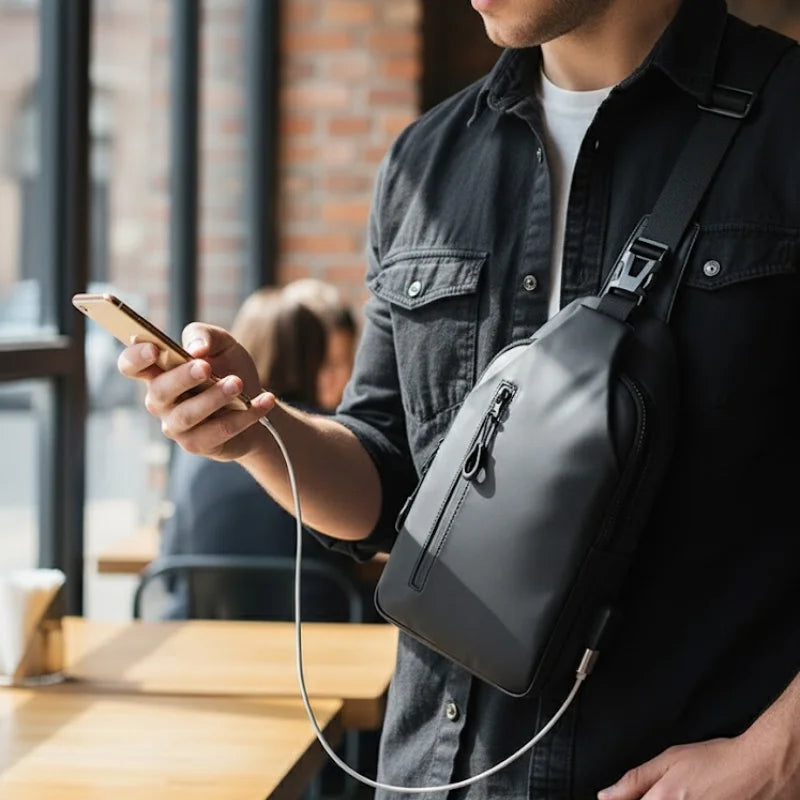 SyncPack™ – Waterproof Crossbody Bag with USB Port