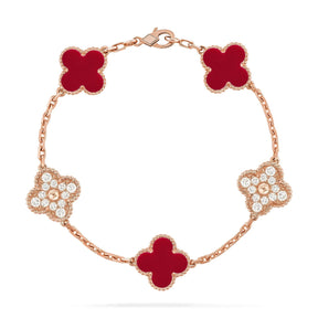 AuraLeaf – Lucky Carnelian Clover Bracelet