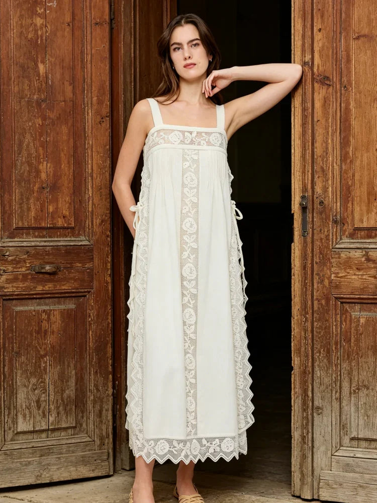 PureLinen – Vintage Lace Summer Midi Dress