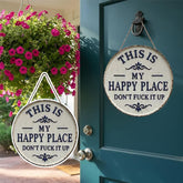 RusticNest – Vintage Happy Place Metal Wall Decor Sign