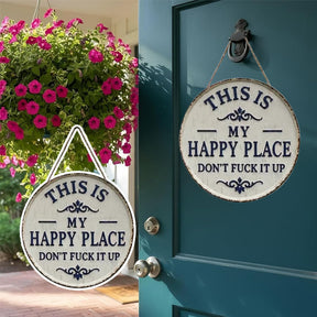 RusticNest – Vintage Happy Place Metal Wall Decor Sign