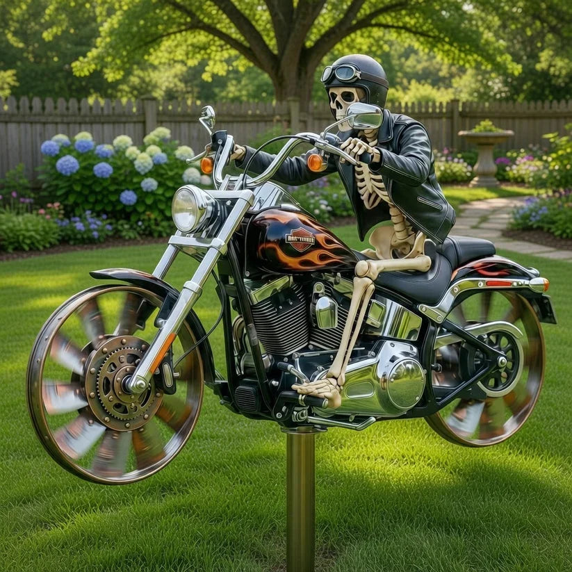 Skull Rider Garden Wind Spinner