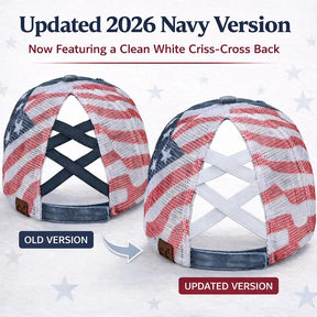VistaCap – Multi-Level Criss-Cross American Flag Trucker Hat