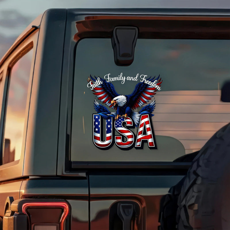 LibertyMark – America 250 Years Faith Family Freedom Car Decal
