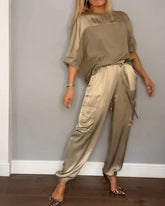 EleganceFlow Set – Chic Satin Co-Ord