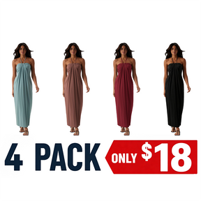HalterTie – Elegant Back Maxi Dress with Pockets