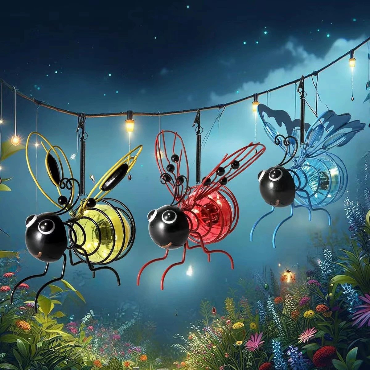 Sunlit Hive – Hanging Bee Light Set