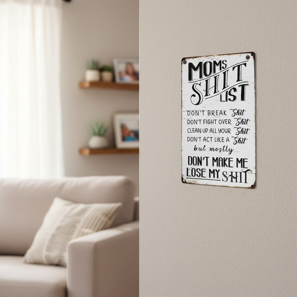 MamaRules – Rustic Funny Home Sign