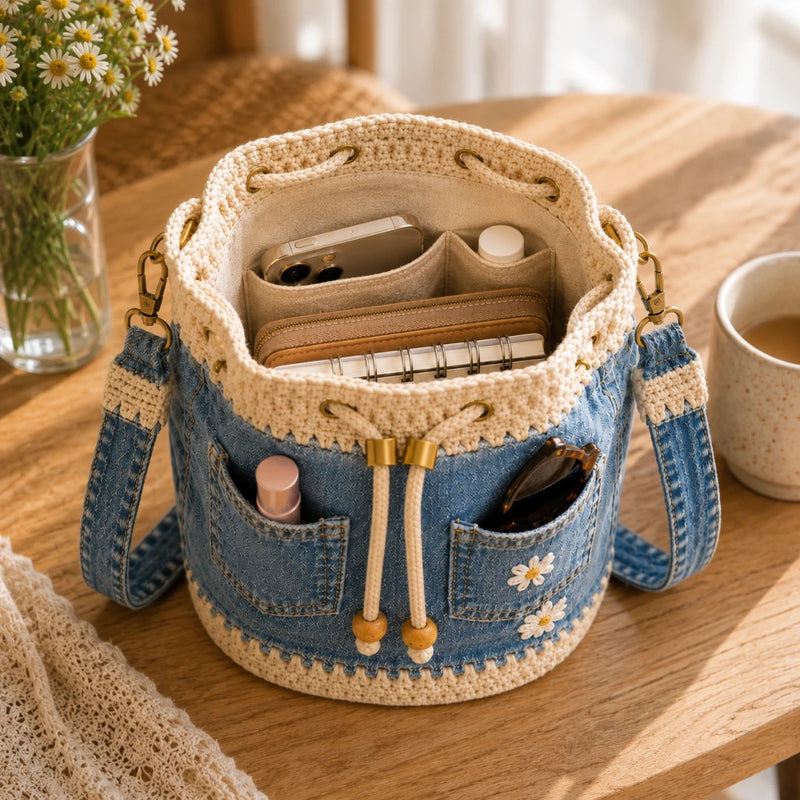 DaisyDenim – Crochet Bucket Bag