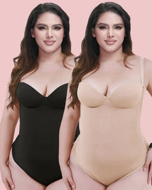 CurveLuxe – Back Lace-Up Seamless Thong Bodysuit