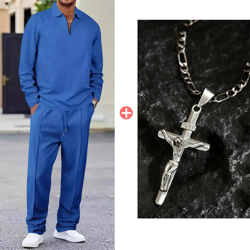 UrbanEase – Breathable Waffle Knit Lounge Set for Men
