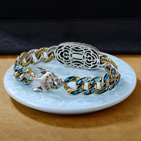 ZenAura – Turquoise Mantra Dzi Bead Bracelet