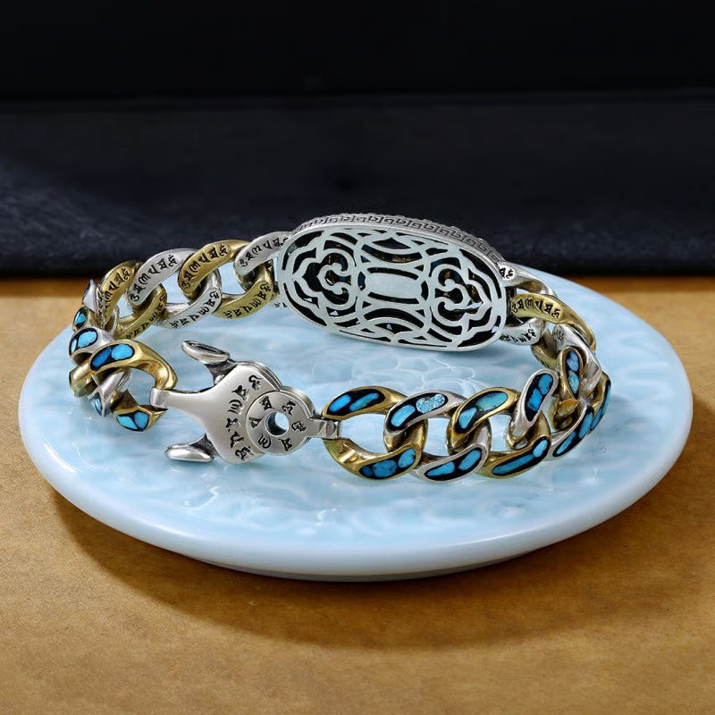 ZenAura – Turquoise Mantra Dzi Bead Bracelet