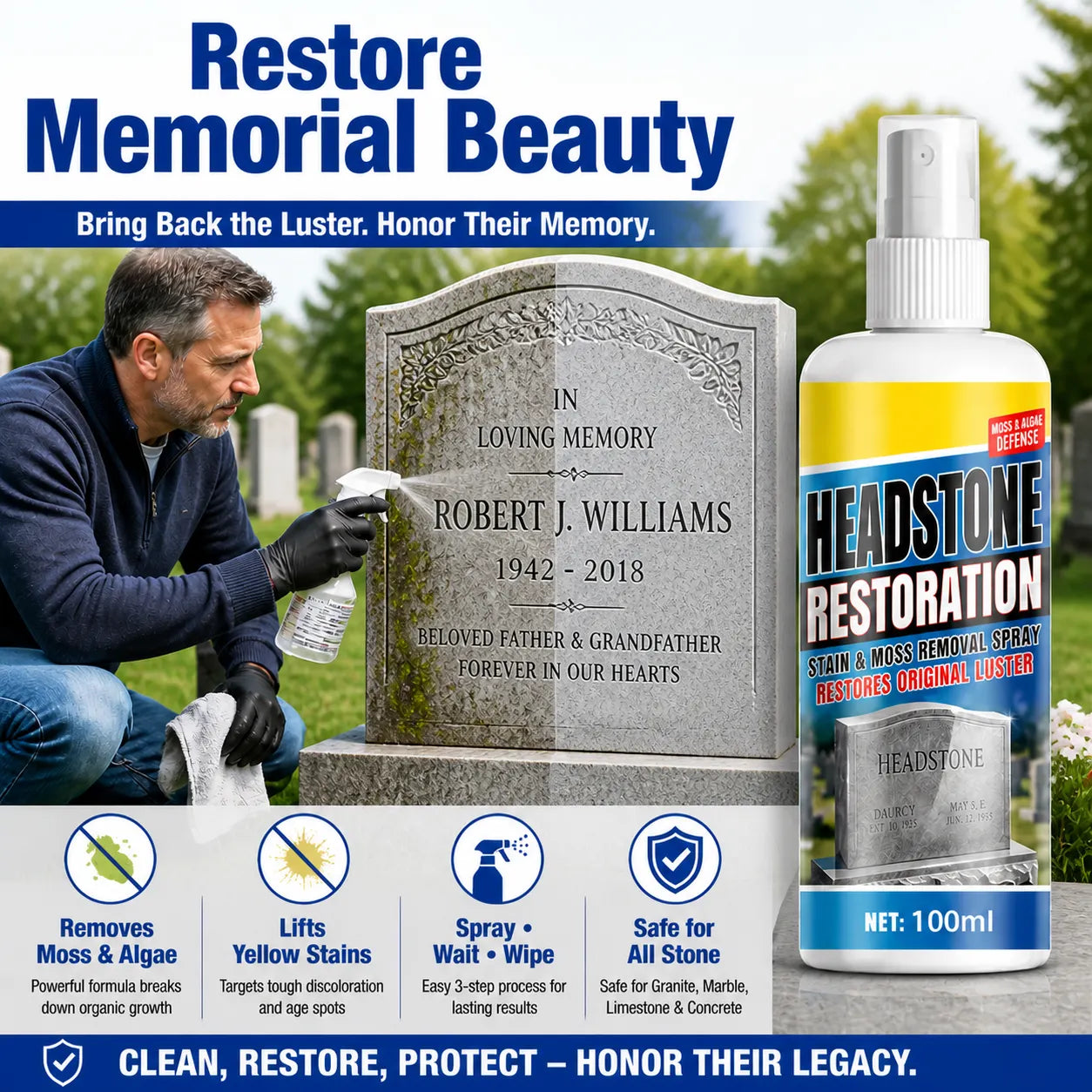StoneRevive – Headstone Restoration Cleaning Spray