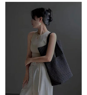 LuxeWeave – Handwoven Oversized Leather Tote Bag