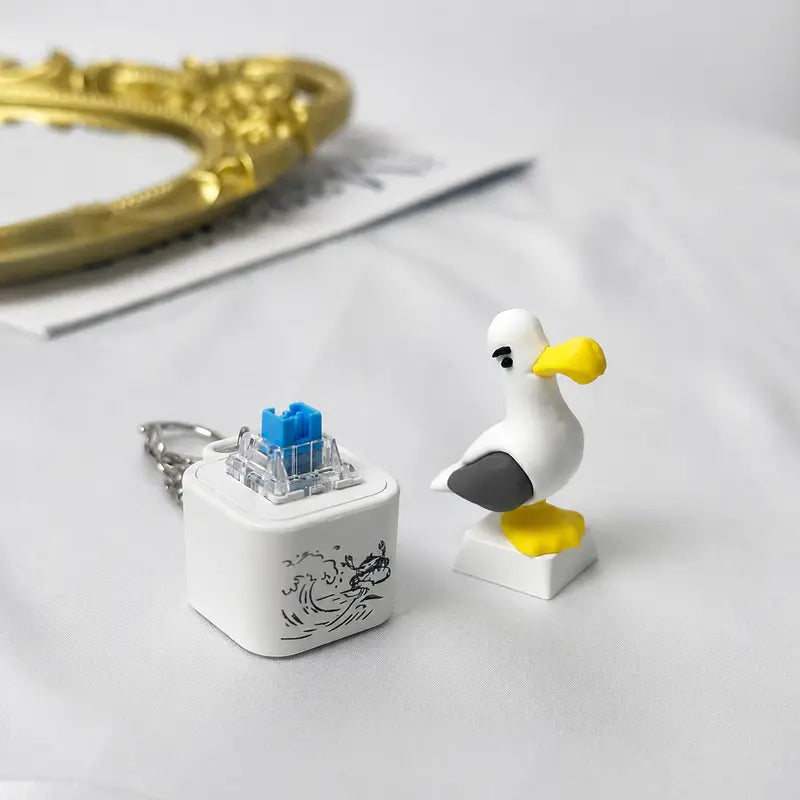 SquawkKey – Funny Seagull Button Keychain