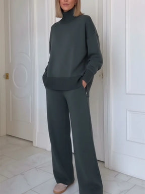 UrbanEase – Casual Stand Collar Two-Piece Set