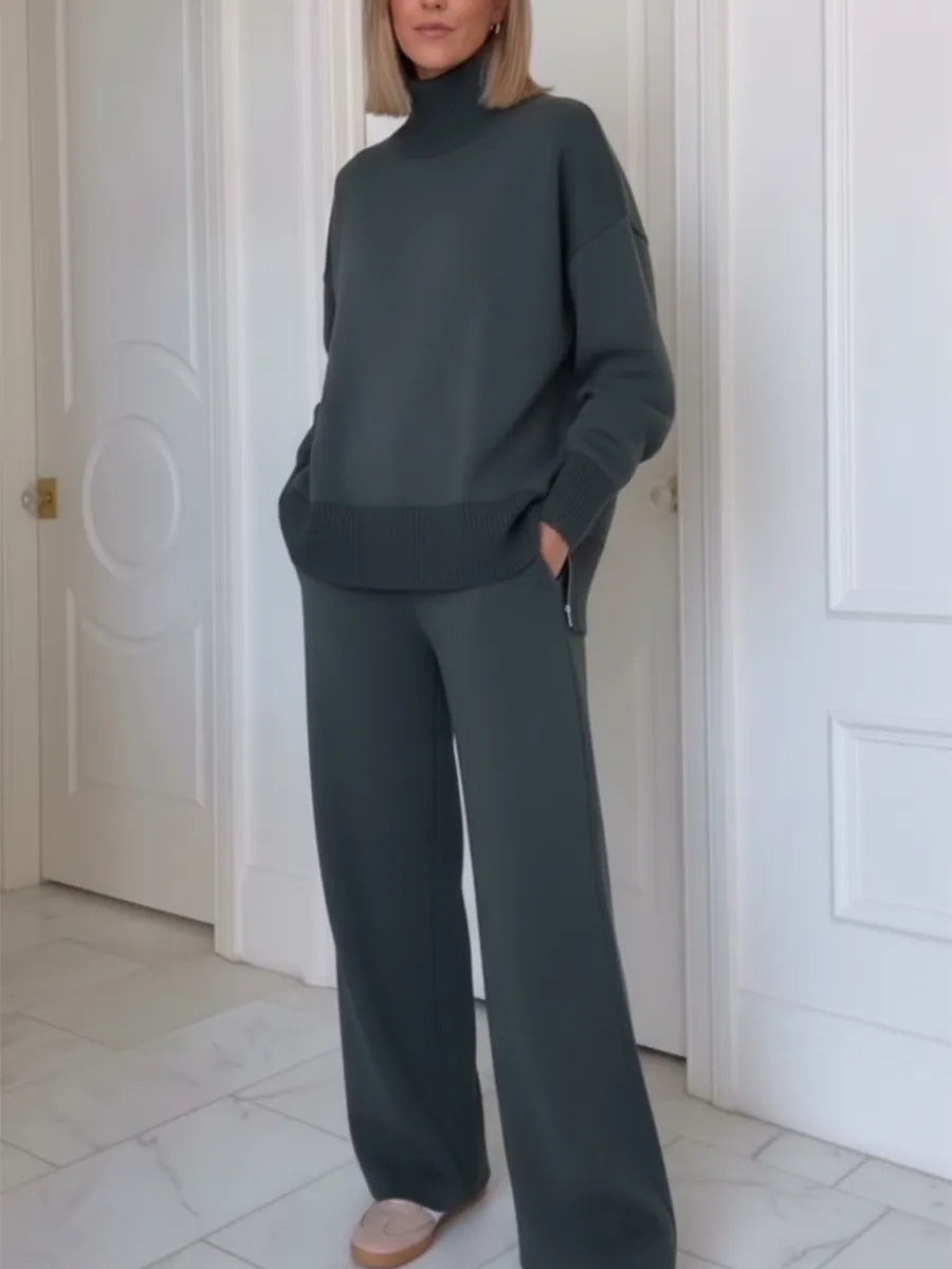 UrbanEase – Casual Stand Collar Two-Piece Set