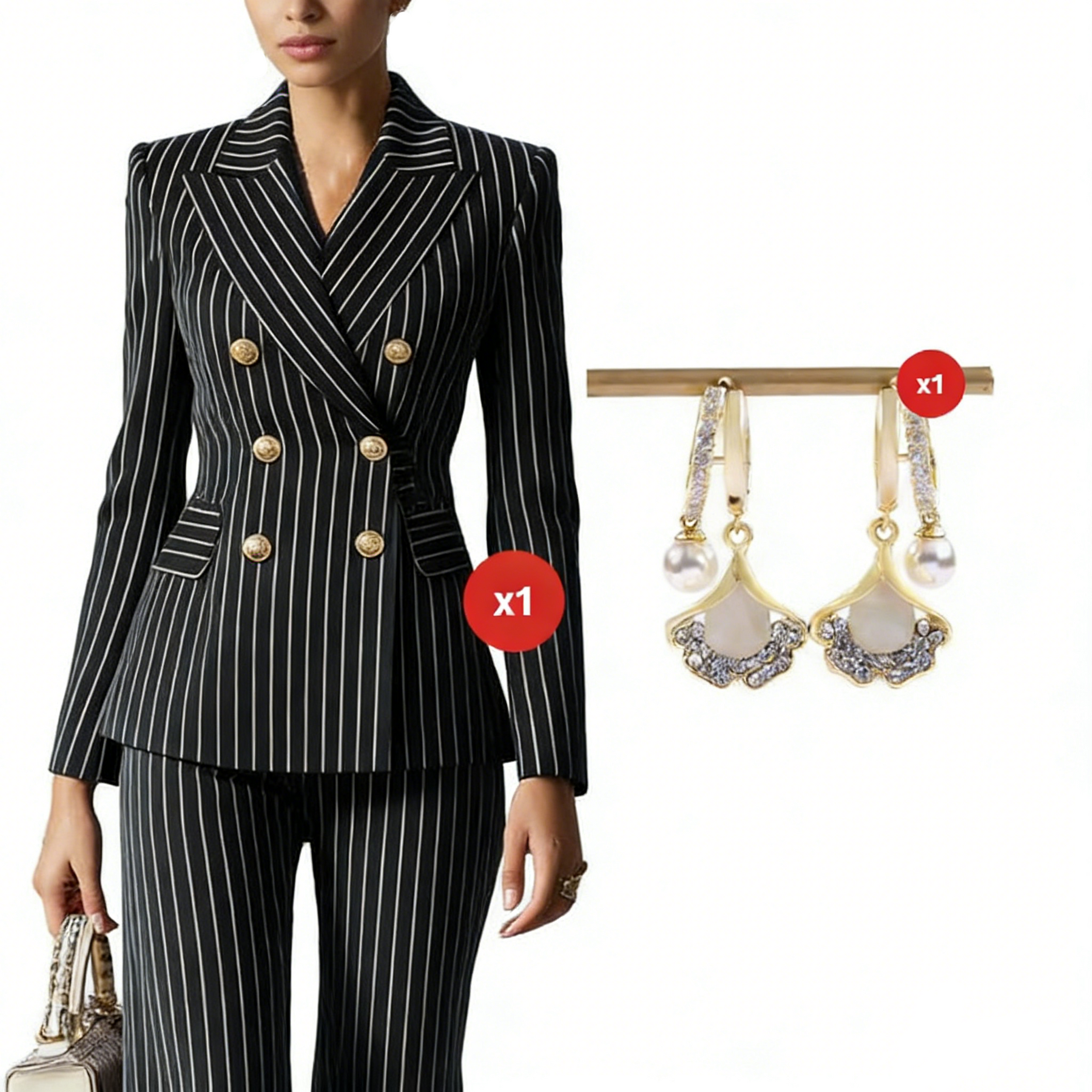 FemmeLine – Women’s Tailored Pinstripe Suit
