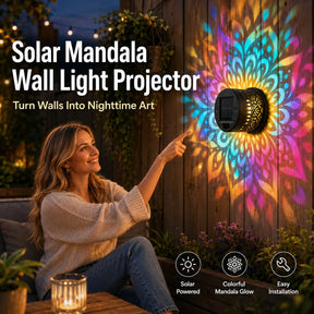 MandalaGlow - Solar Mandala Wall Light Outdoor Fence Projector Lamp