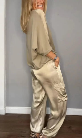 EleganceFlow Set – Chic Satin Co-Ord