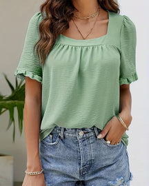 VibeLuxe – Elegant Ruffle Sleeve Shirt