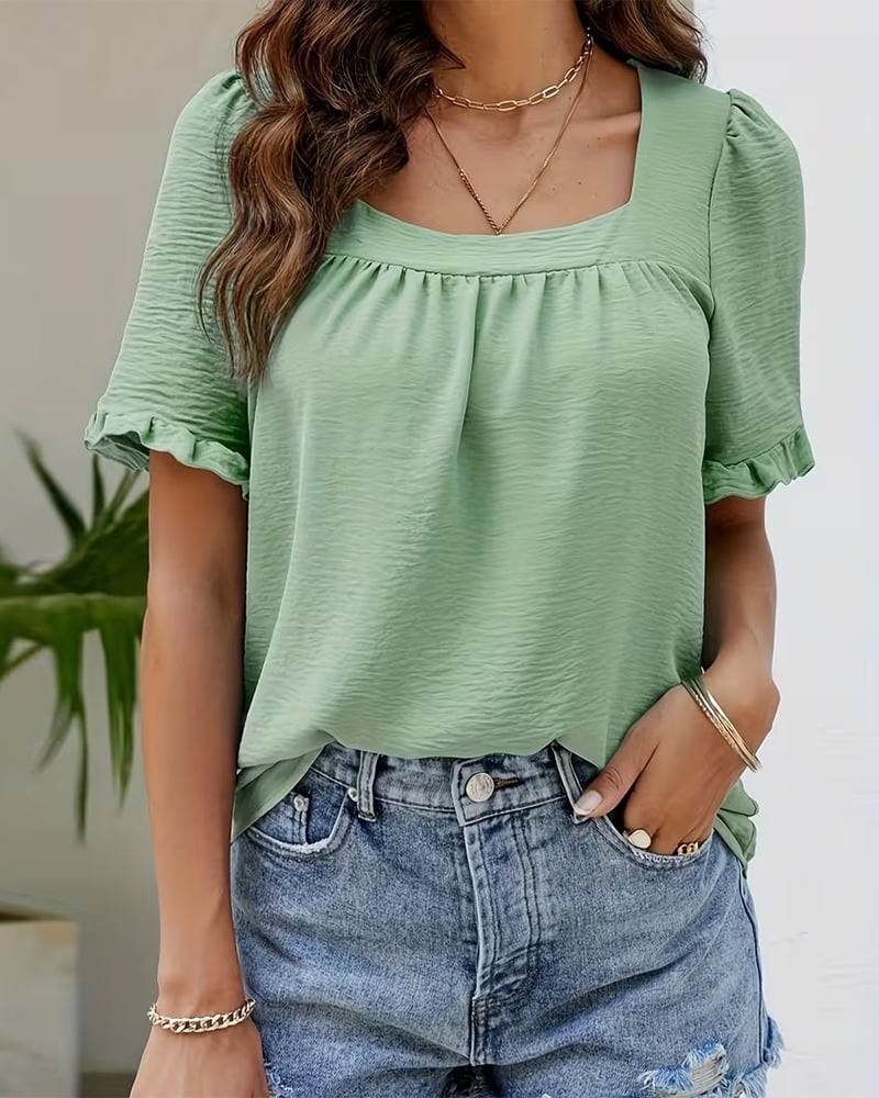 VibeLuxe – Elegant Ruffle Sleeve Shirt