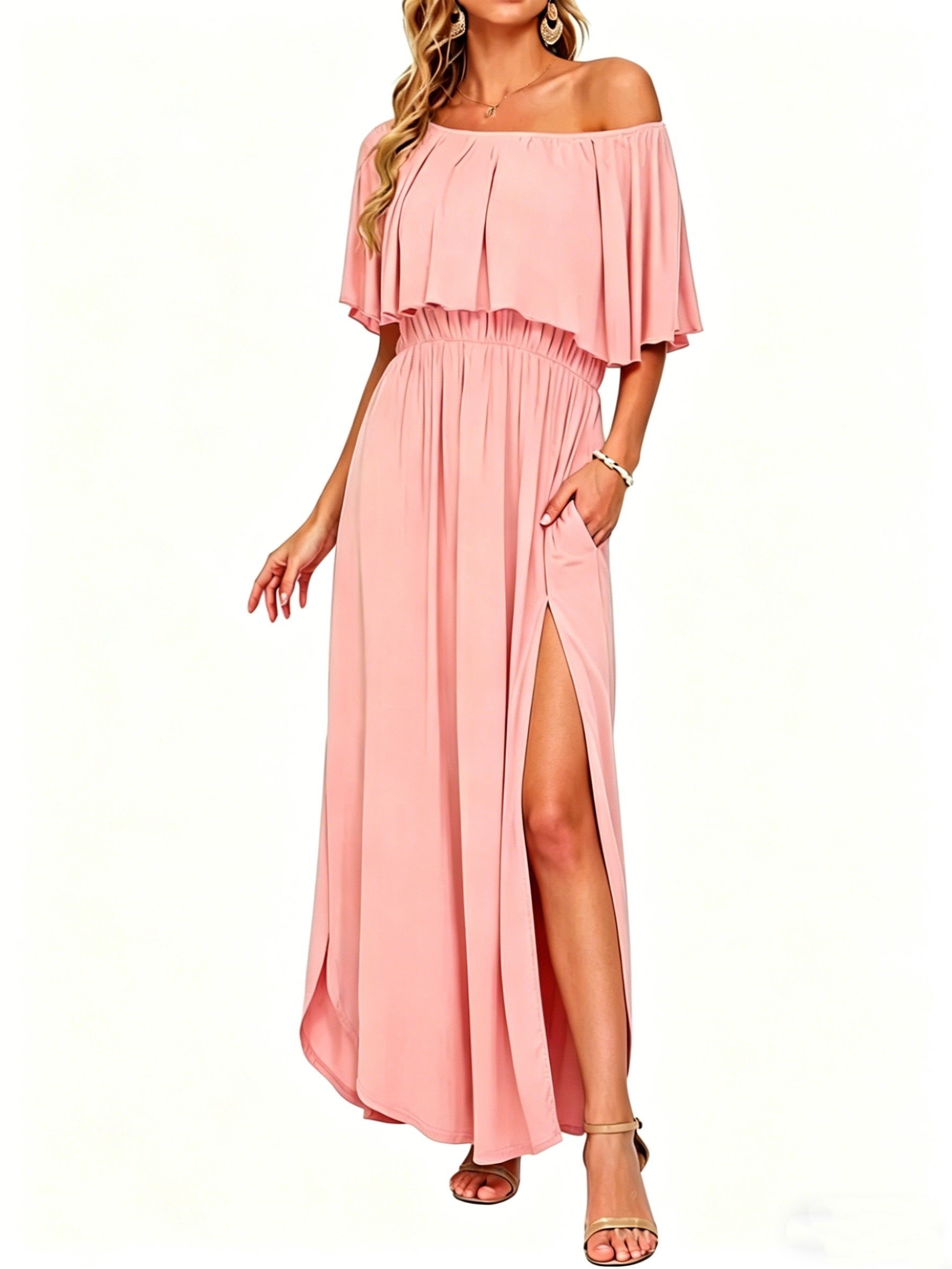 GraceLoom – Flowing Shoulder Dress