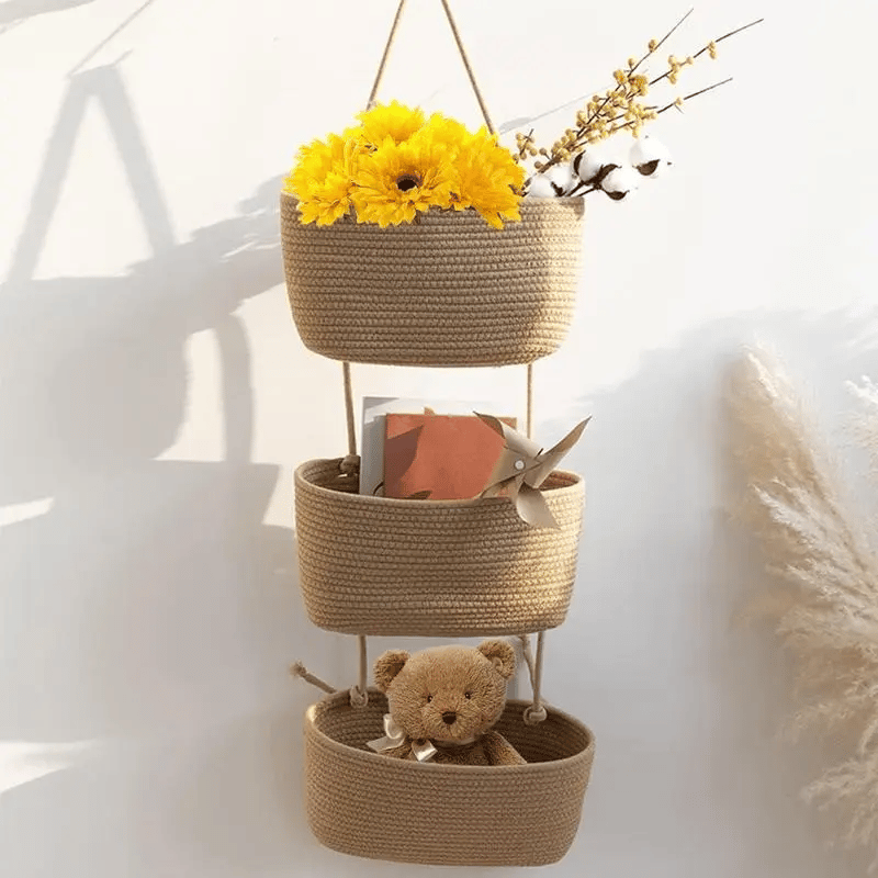 OrganizePro – Decorative 3-Tier Hanging Organizer Bag