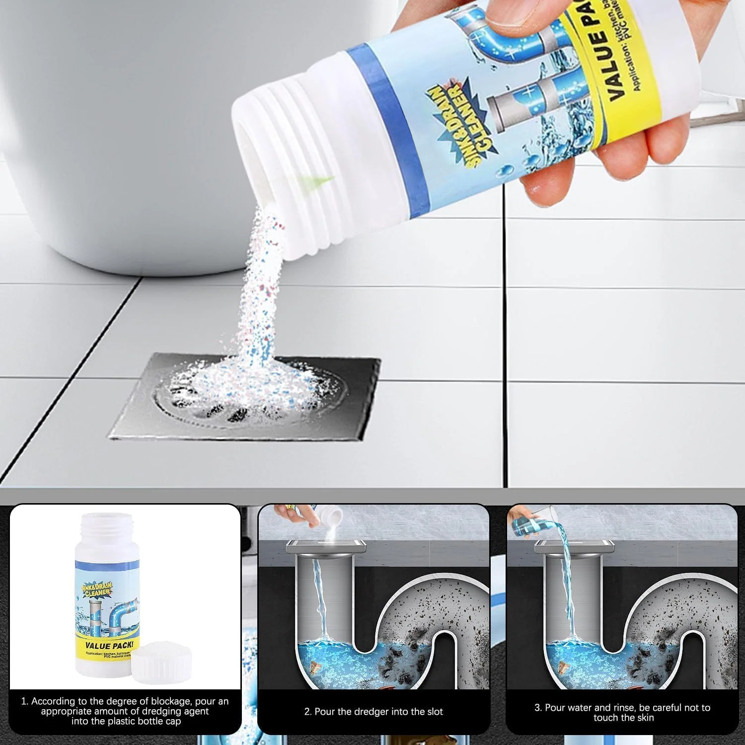 LAST DAY 50% off✨ Powerful Sink Drain Cleaner - All-Purpose Pipe Dredging Powder for Home