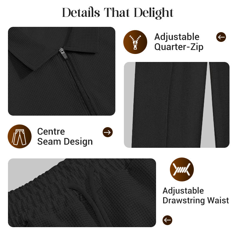 UrbanEase – Breathable Waffle Knit Lounge Set for Men
