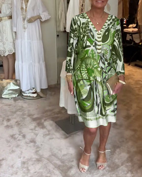 AureliaVee – Retro Print Casual Dress