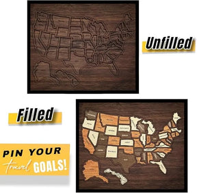 AtlasCraft – Wooden USA Travel Map Puzzle Wall Decor