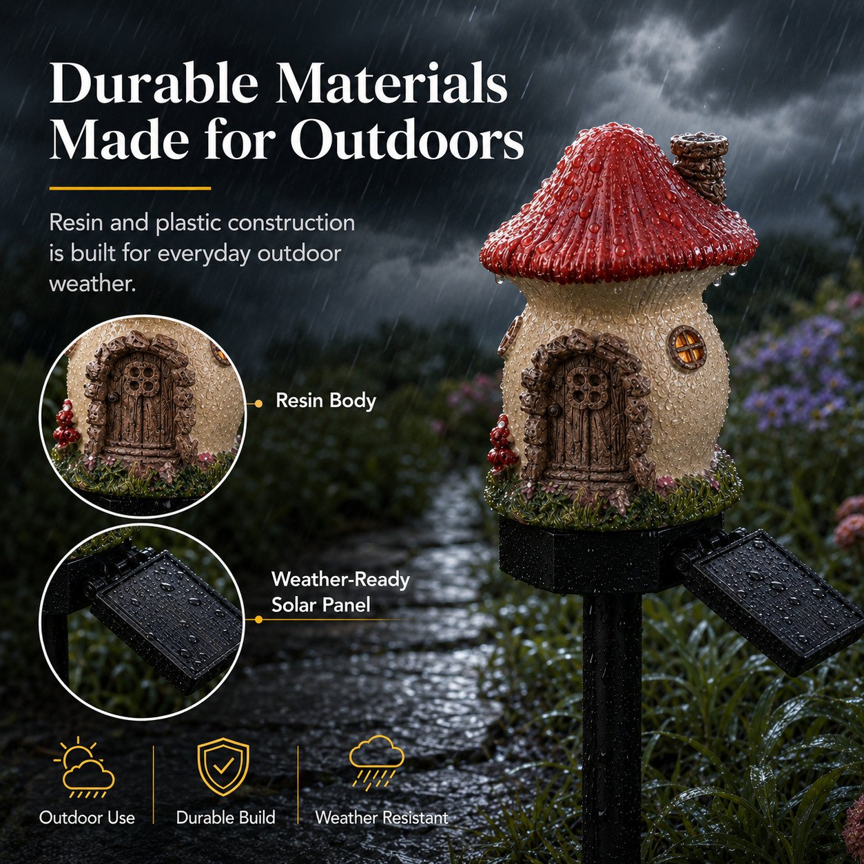 MushLumi – Solar Fairy-Tale Mushroom Cottage Light