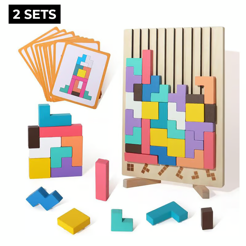 TetraMind – Montessori Wooden Puzzle Set