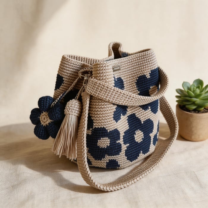 BloomStitch - Handmade Crochet Flower Tote Bag