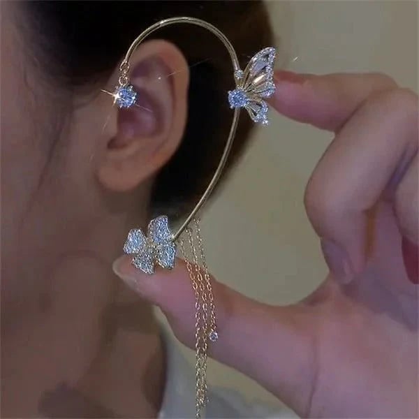 ButterGlow – Cubic Zirconia Butterfly Fringe Earrings