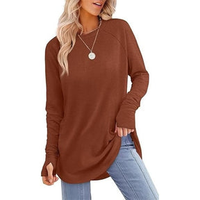 VeloraFit – Thumb Hole Curved Hem Tunic Shirt
