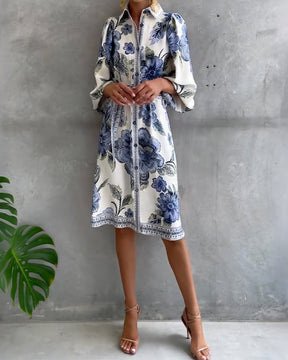 Eleganza Flow – Printed A-Line Dress