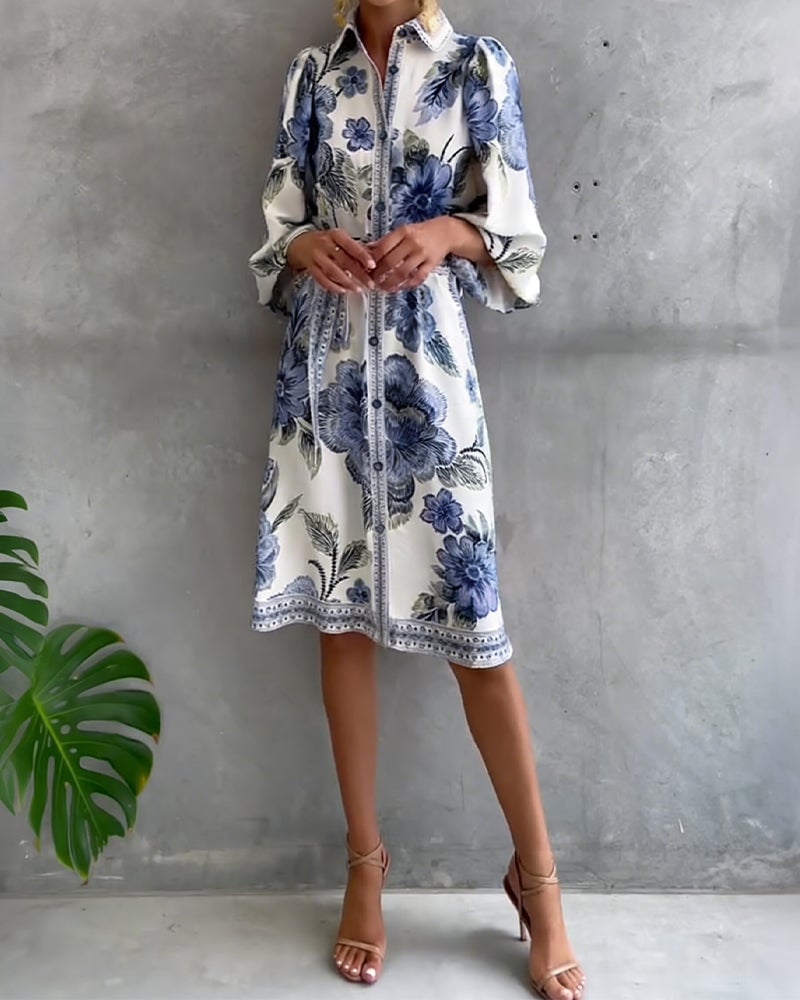 Eleganza Flow – Printed A-Line Dress