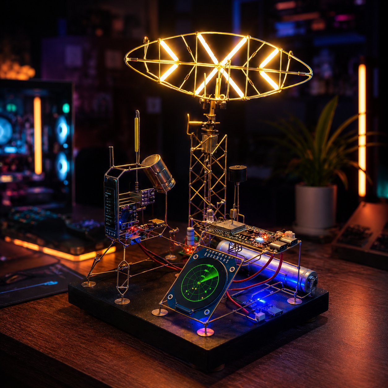 NeonForge - Handmade Cyberpunk Circuit Sculpture Lamp