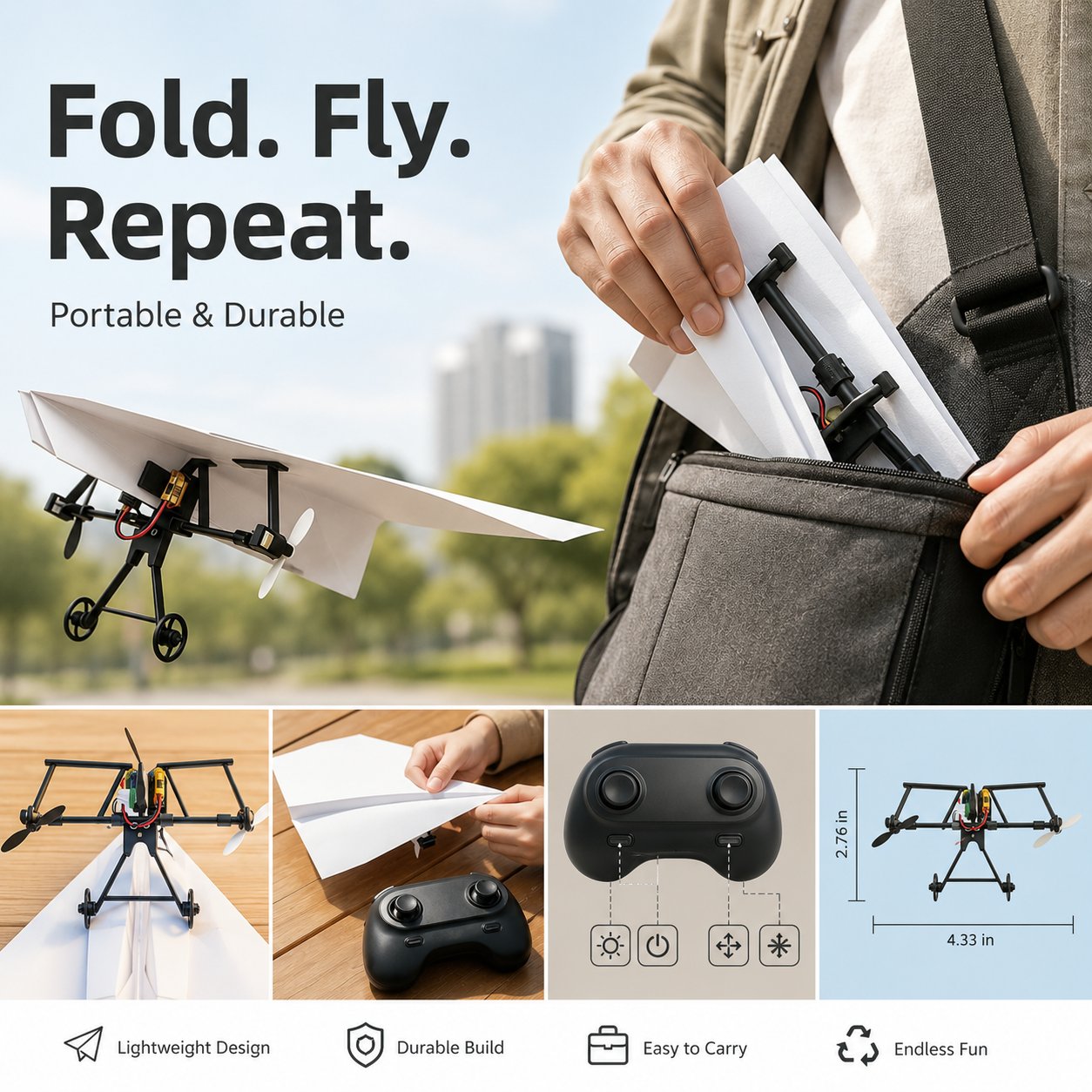 SkyGlide - Gyro-Powered RC Paper Airplane Kit