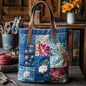 WaveTote – Quilted Pattern Cotton Blend Tote Bag
