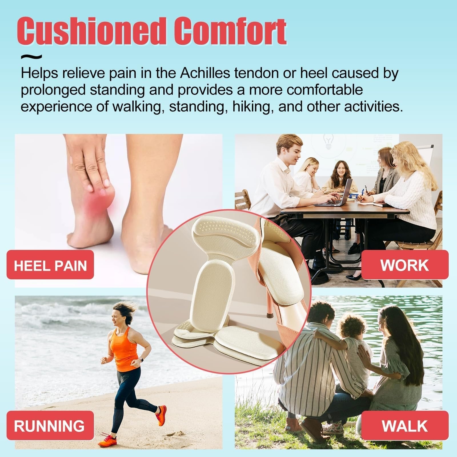 🌟Soft Heel Cushion Pads Anti-slip Heel Protectors for Women & Men