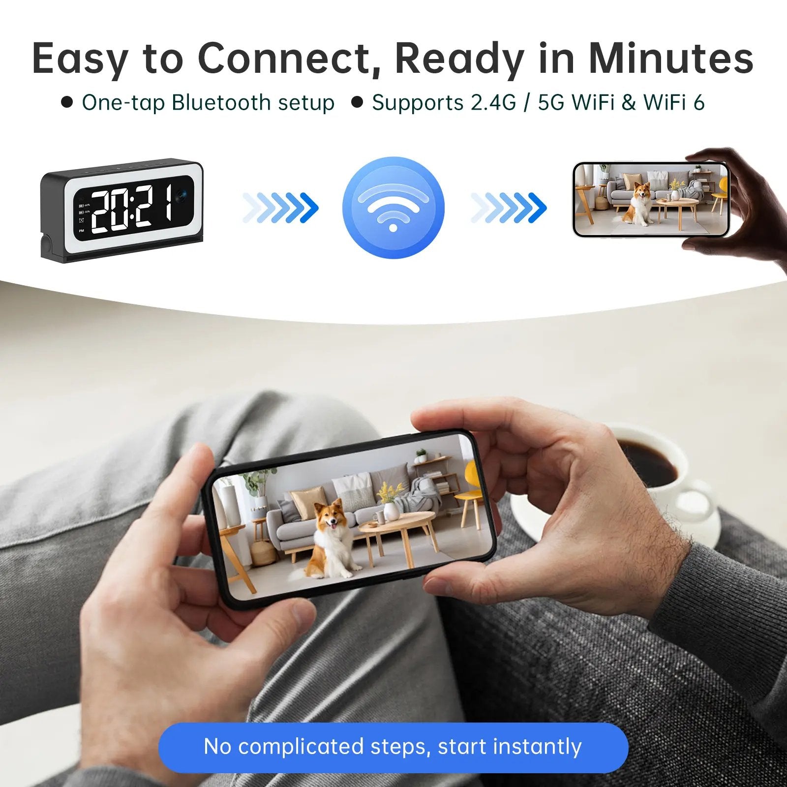 SpyraTech – Smart Alarm Clock Camera with Dual WiFi